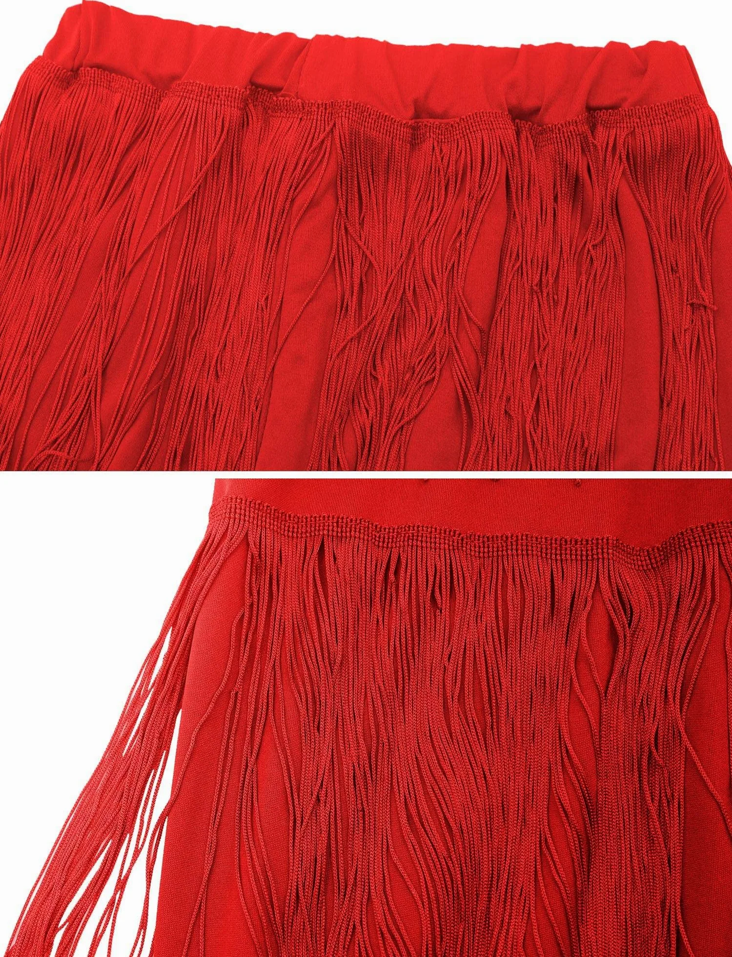 AIEOE Pantalones de Baile Latino para Mujer con Borla Elástica para Adulto Profesional con Flecos Rumba Tango Talla S-4XL
