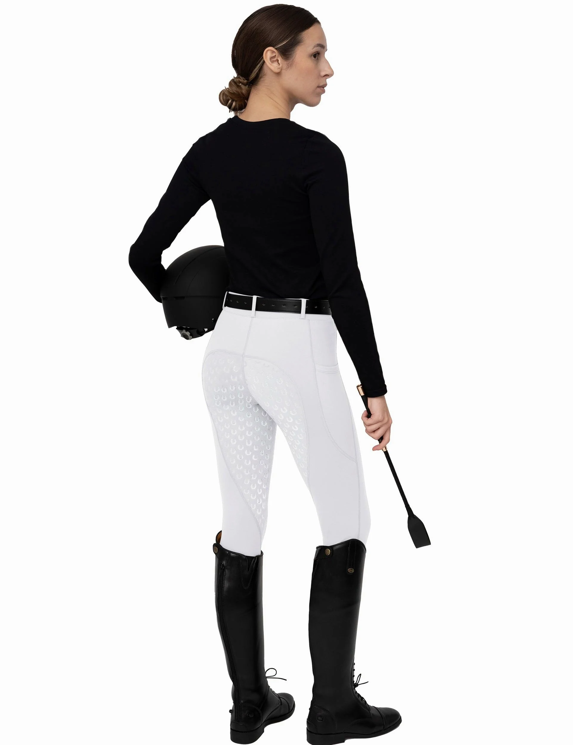 FitsT4 Sports Pantalones de Montar para Mujer Pantalones de Montar con Refuerzo Completo de Silicona, Bolsillo para el móvil y Trabillas para el cinturón