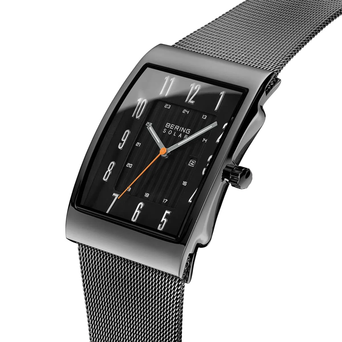 Bering 16433 Reloj Solar para Hombre con Caja de Acero Inoxidable de 33 mm y Esfera, Correa milanesa, Cristal de Zafiro y Resistencia al Agua de 3 ATM