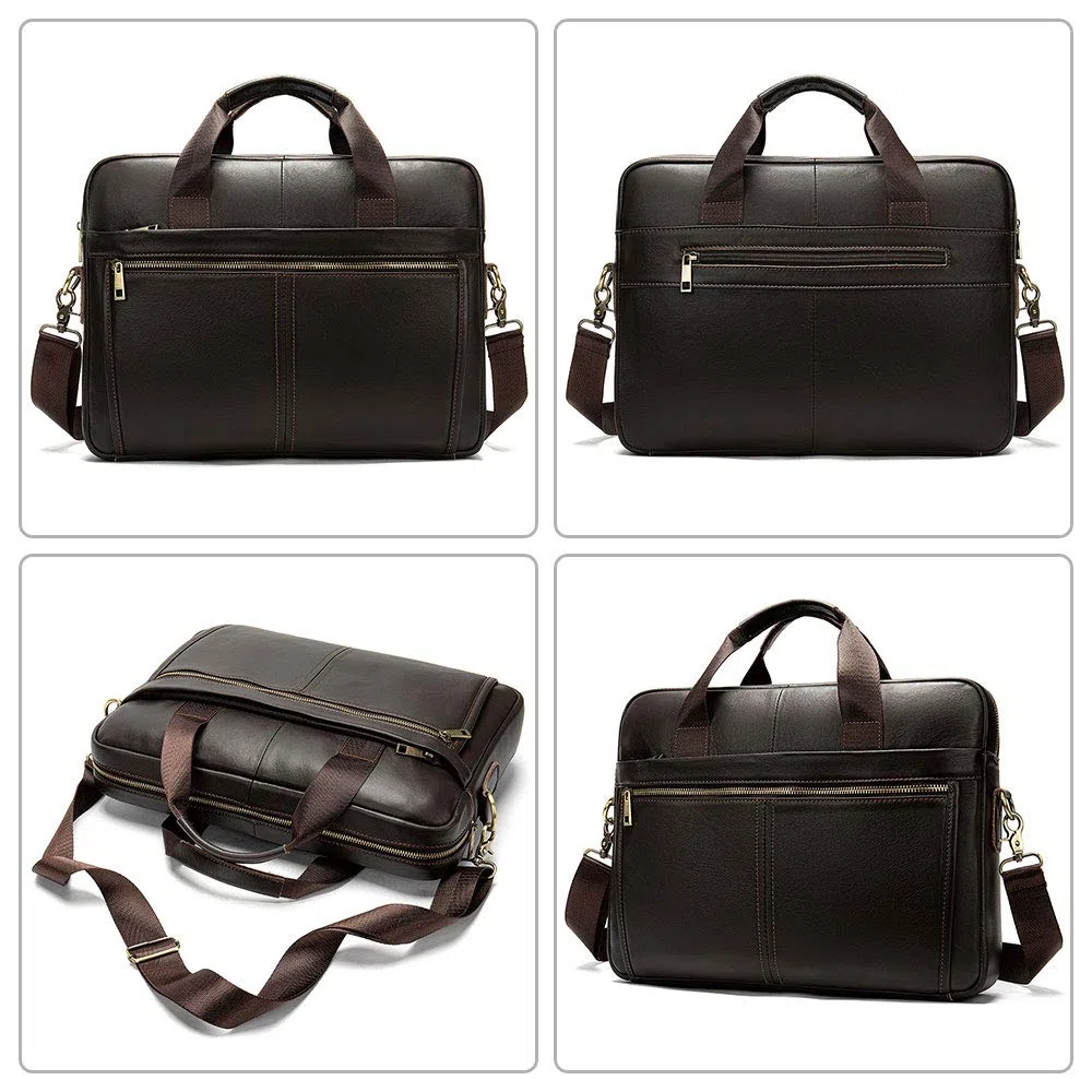 BAIGIO Maletín de Cuero Genuino Vintage, Bolso Hombre Bandolera Maletines Mensajero de Auténtica Piel Hombre para Portatil hasta 13,3 Pulgadas para Negocios,Oficina,Trabajo,Viajes