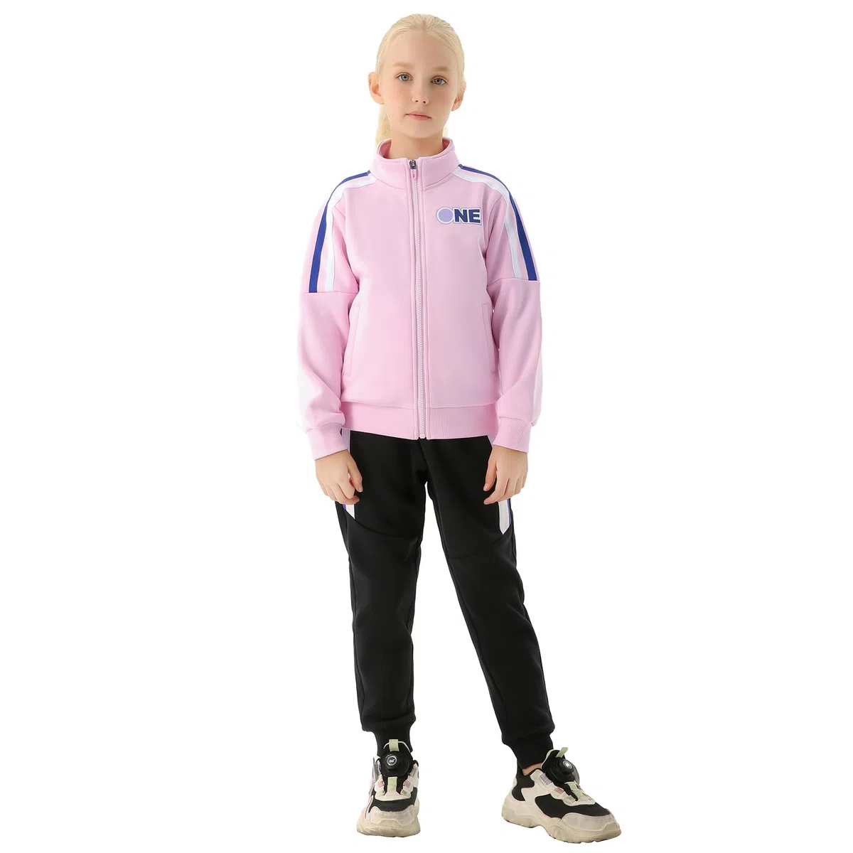 Chándal para niñas, conjunto de sudadera de 2 piezas con cremallera frontal completa, chaqueta clásica y pantalones, conjunto de chándal para niñas (4-15 años)