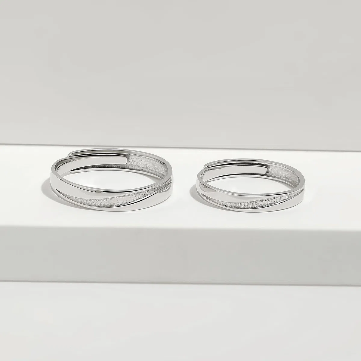 Meissa Alianzas de Pareja Plata de Ley 925 Bodas Compromiso Ajustable Juego de Dos Anillos