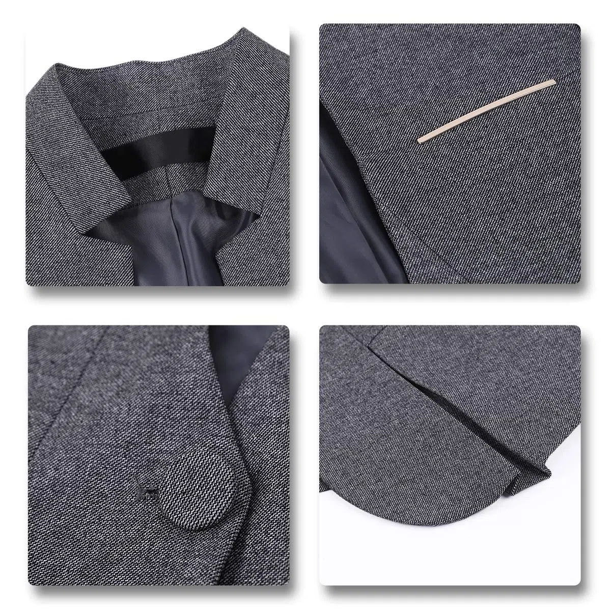 YYNUDA Conjunto de traje para mujer con falda/pantalón, ajustado, elegante atuendo para oficina Gris