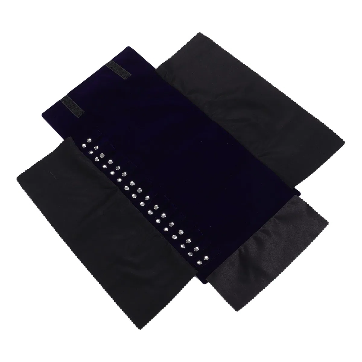 Toyvian Estuche Portátil de Terciopelo Azul Oscuro para Joyas, Organizador Rollo para Collares y Anillos Bolsa Enrollable Compacta para Viajes y Uso Diario
