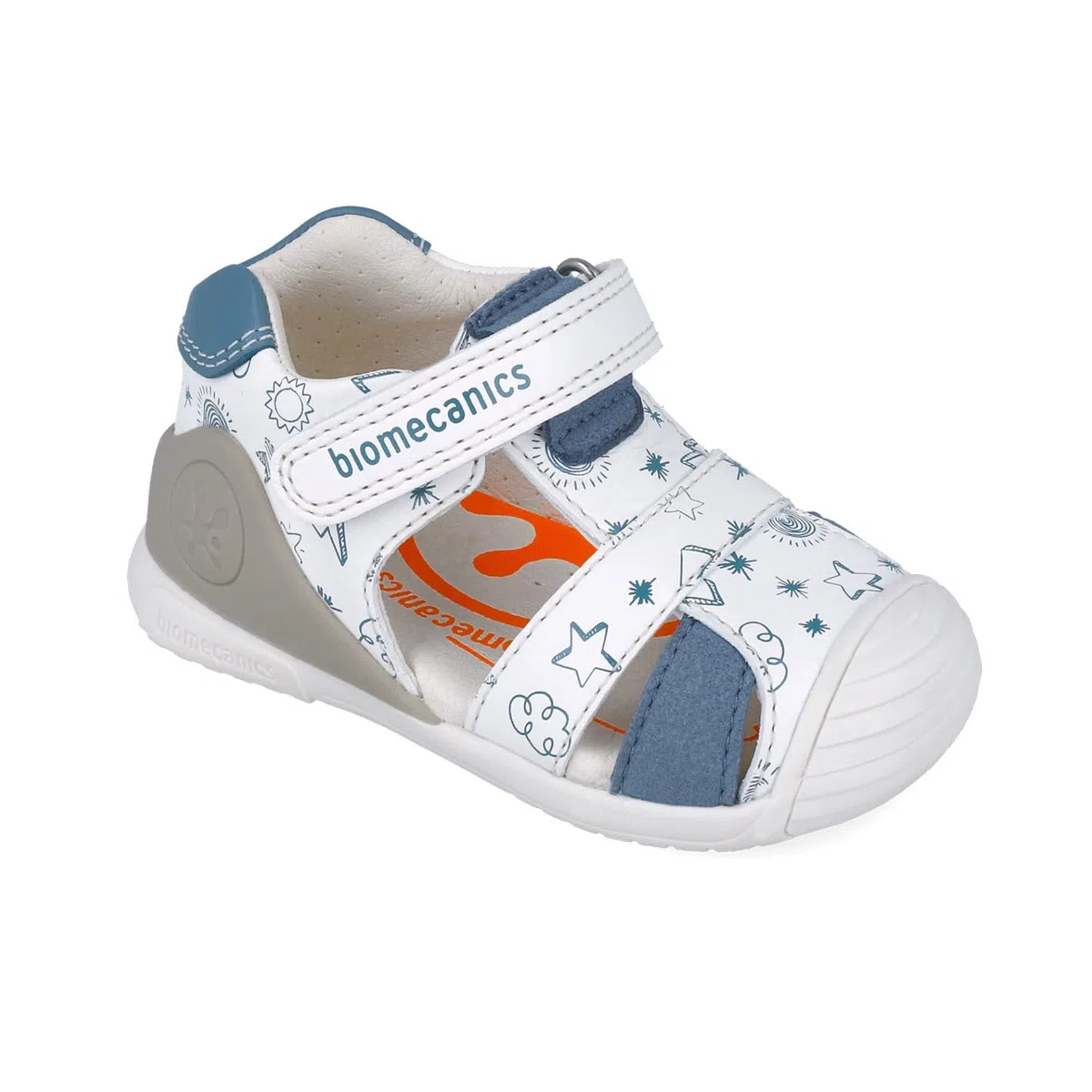 Biomecanics Sandalias para niño 252116-B834 | Color Nieve e Índigo | Cierre Ajustable | Suela Flexible