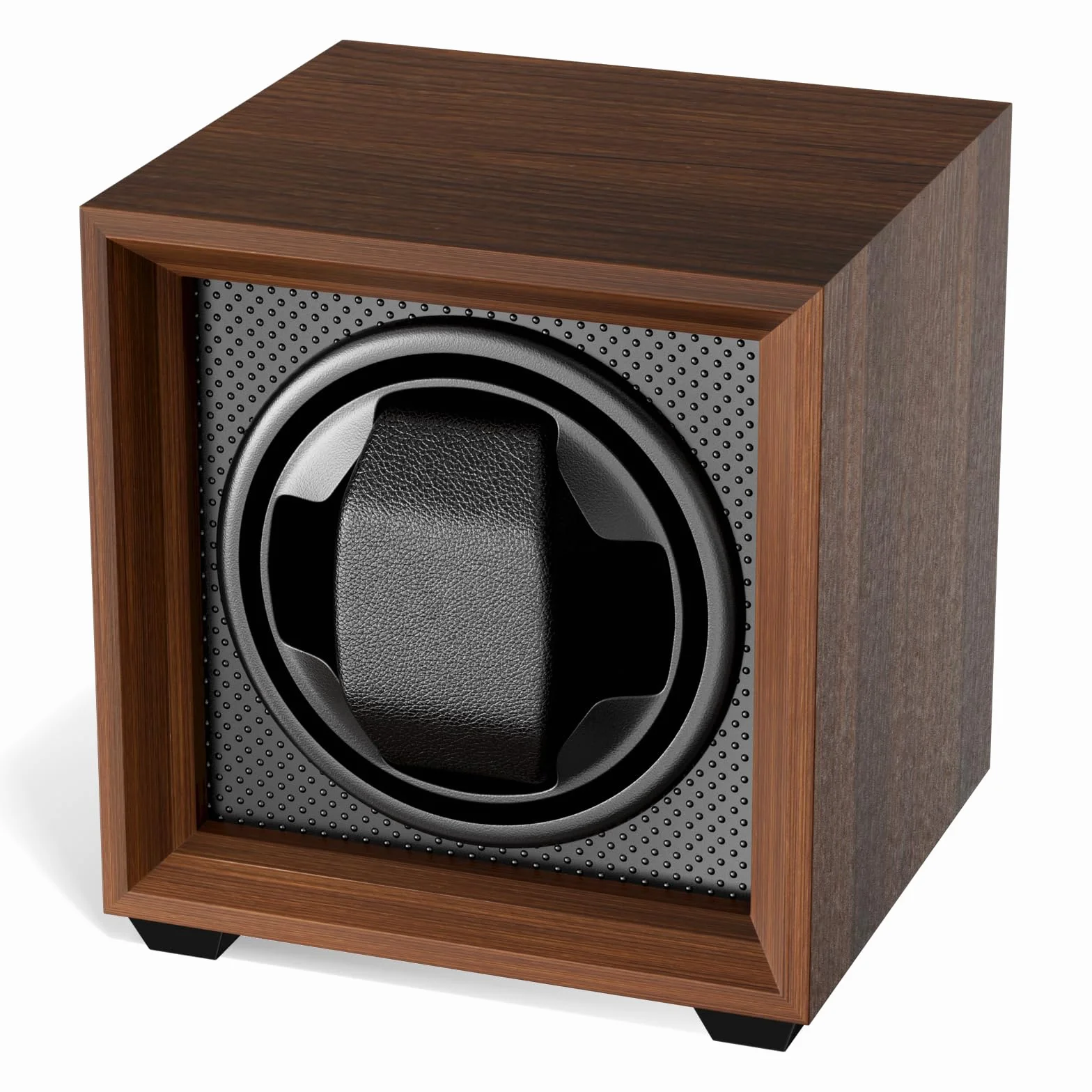 Newaner Caja para Dar Cuerda a Relojes mecánicos, automatico con Motor silencioso, 2 Ajuste Modos, Cuadrada y Color Nuez, con Puerto de Carga USB y Espuma viscoelástica