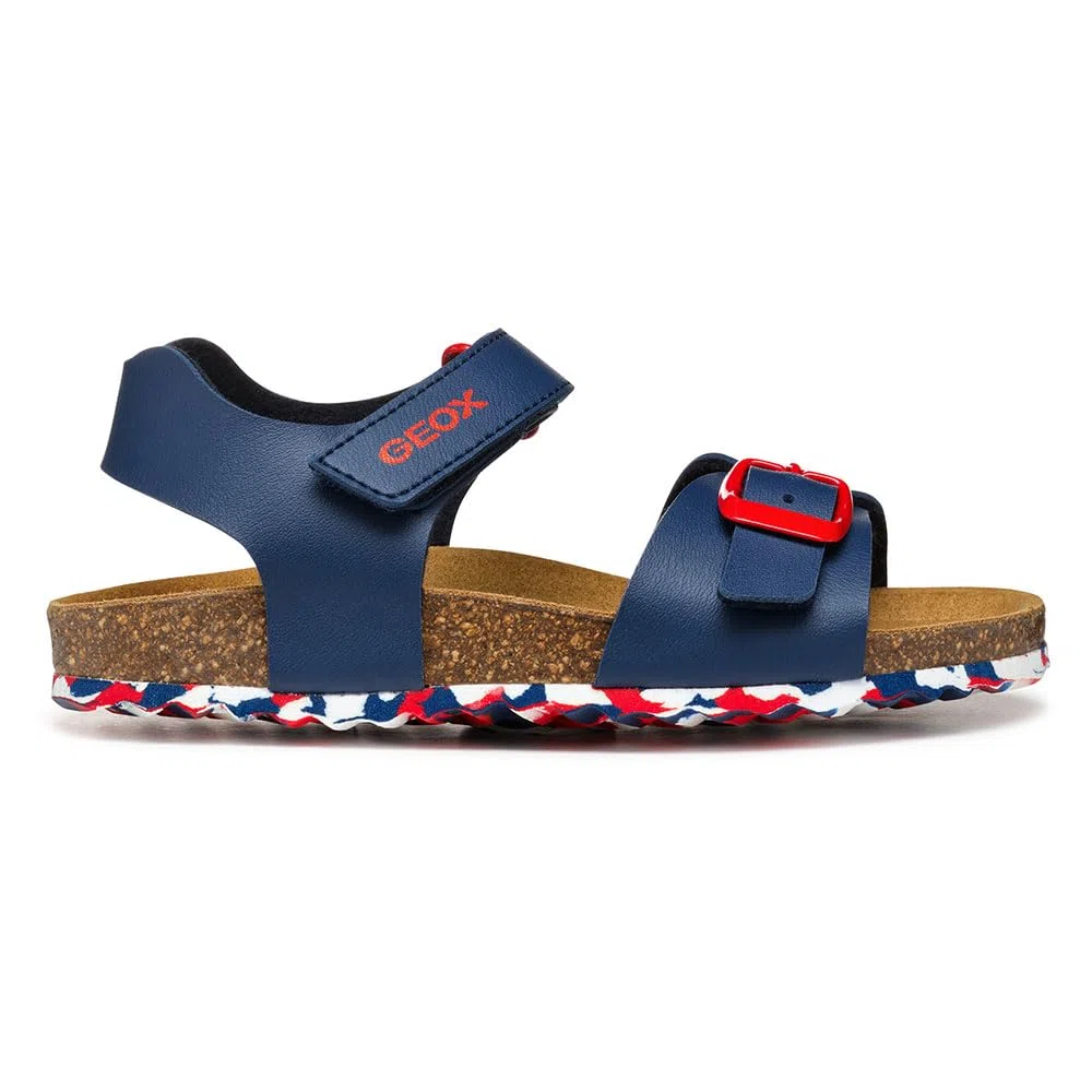 Geox - J Ghita Boy B, Sandalia Niños, Navy/White/Red,