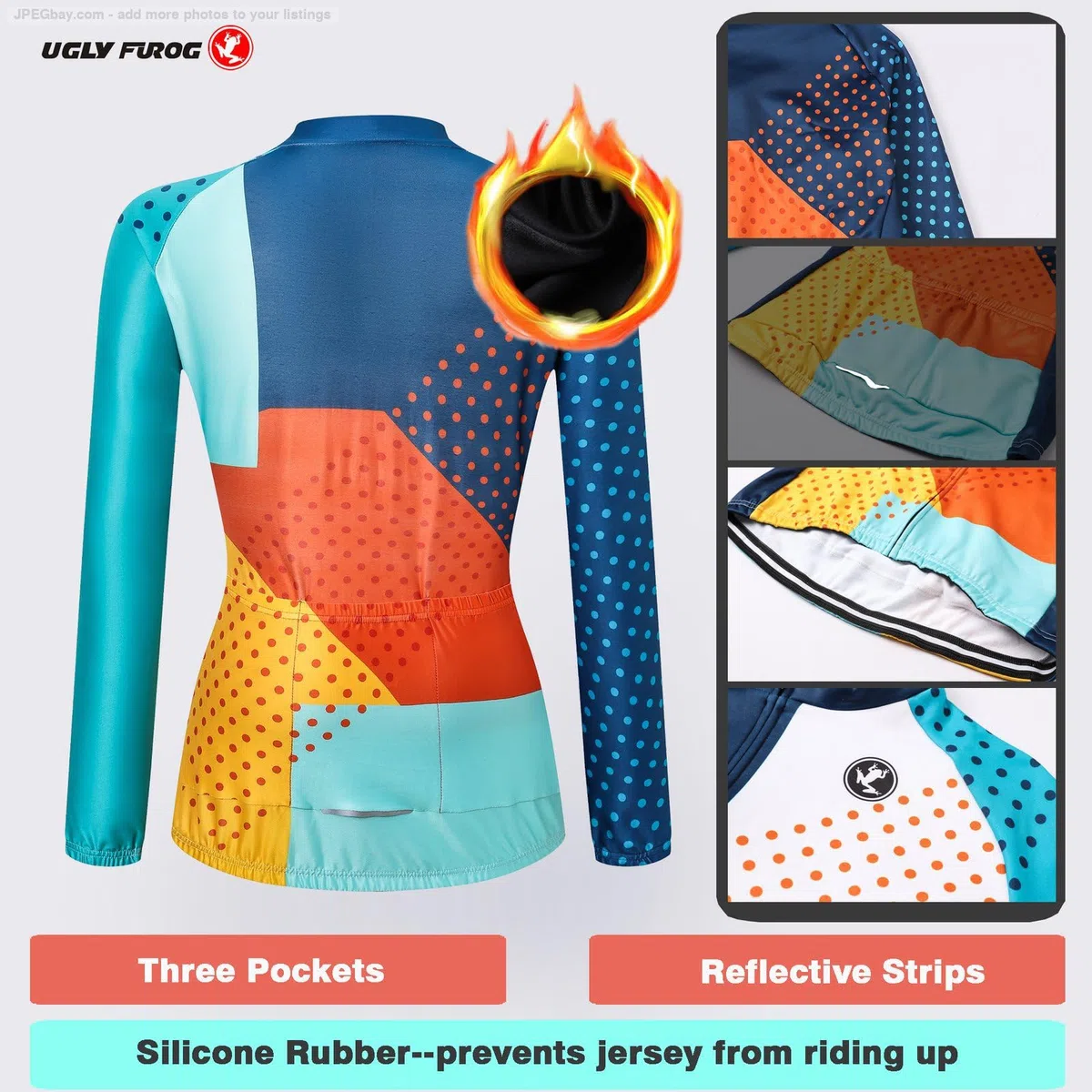 UGLY FROG Invierno Thermo Fleece Ciclismo Ropa Maillot Mujer Jersey+Pantalones Largos Culote de Ciclismo Conjunto Entretiempo para Deportes al Aire Lib