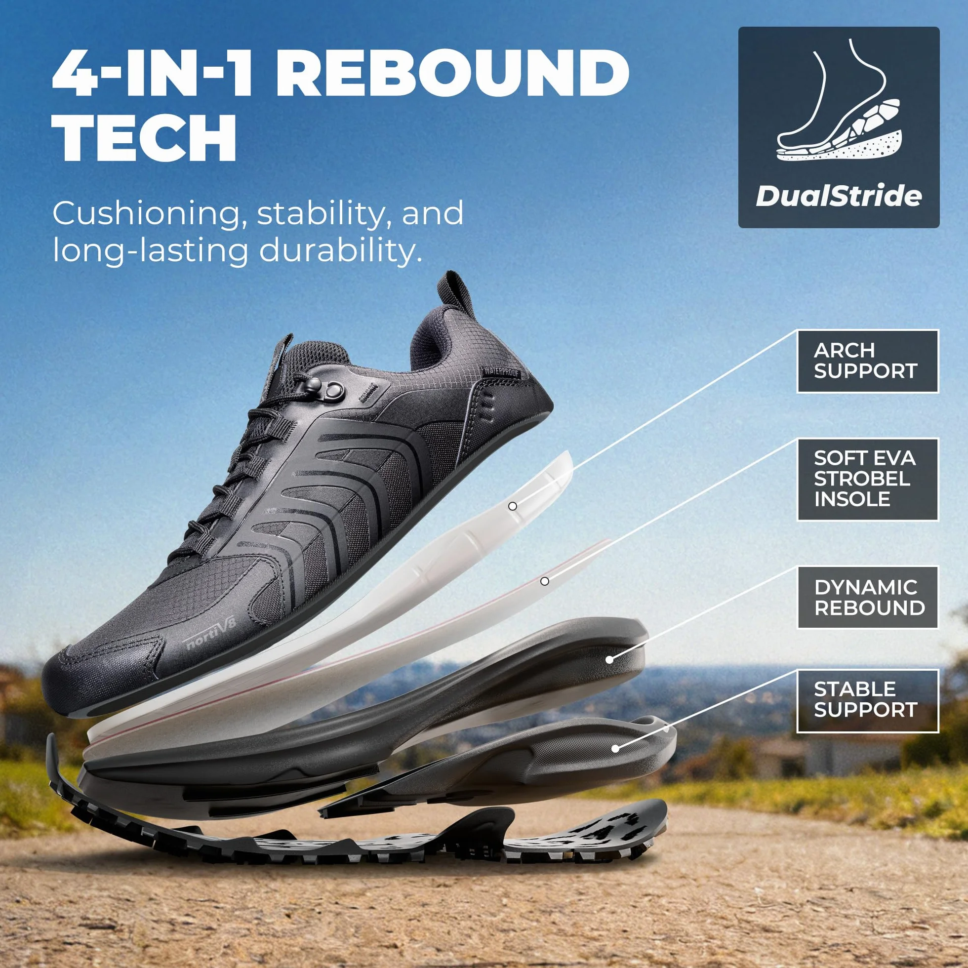 NORTIV 8 Zapatos de Senderismo Hombres Ligero Zapatillas Trekking Impermeables Botas Montaña Ligeros al Aire Libre con Suela Antideslizante