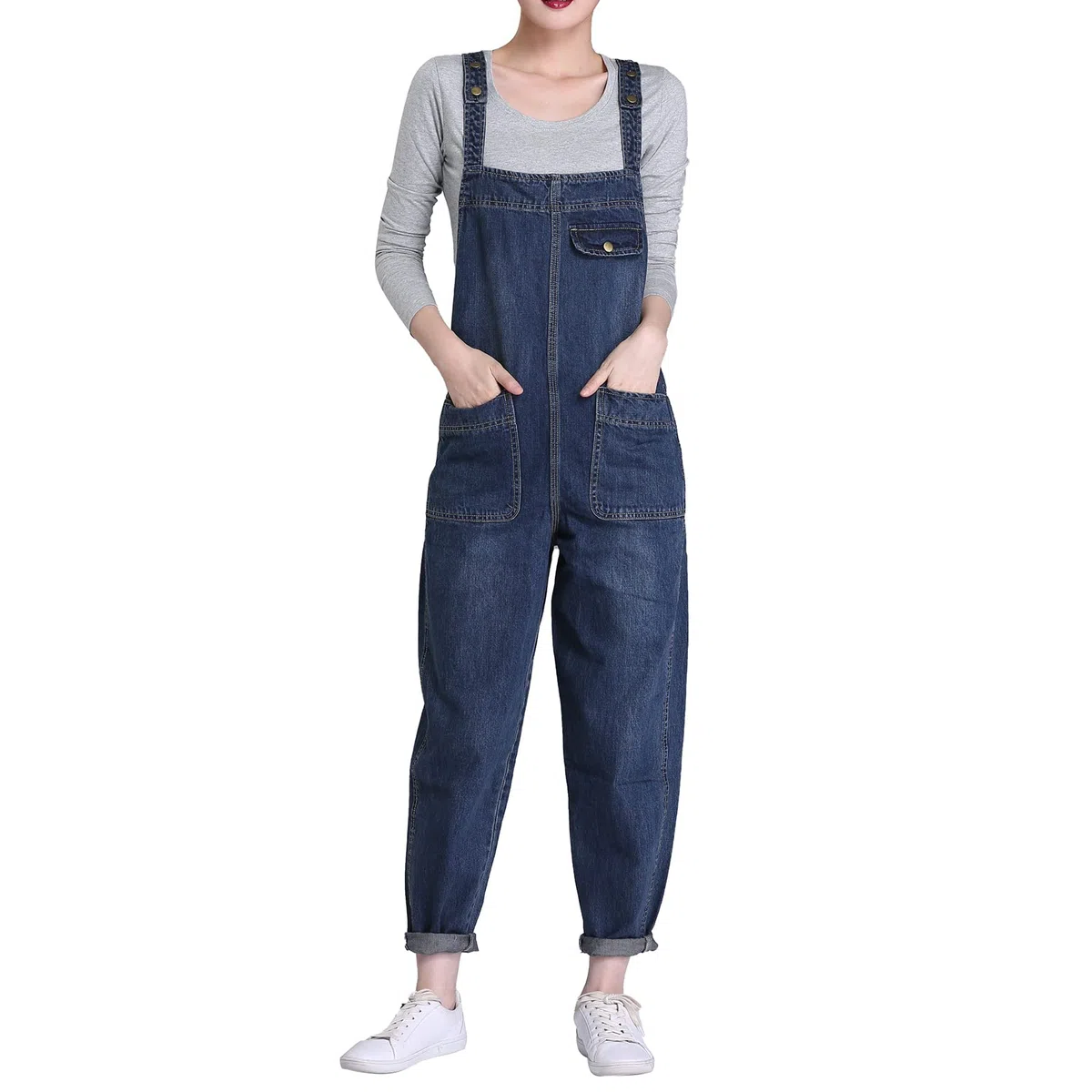 Peto Vaquero Largo para Mujer Tallas Grandes sin Mangas Jumpsuit Casual Stretch (XS-5XL)