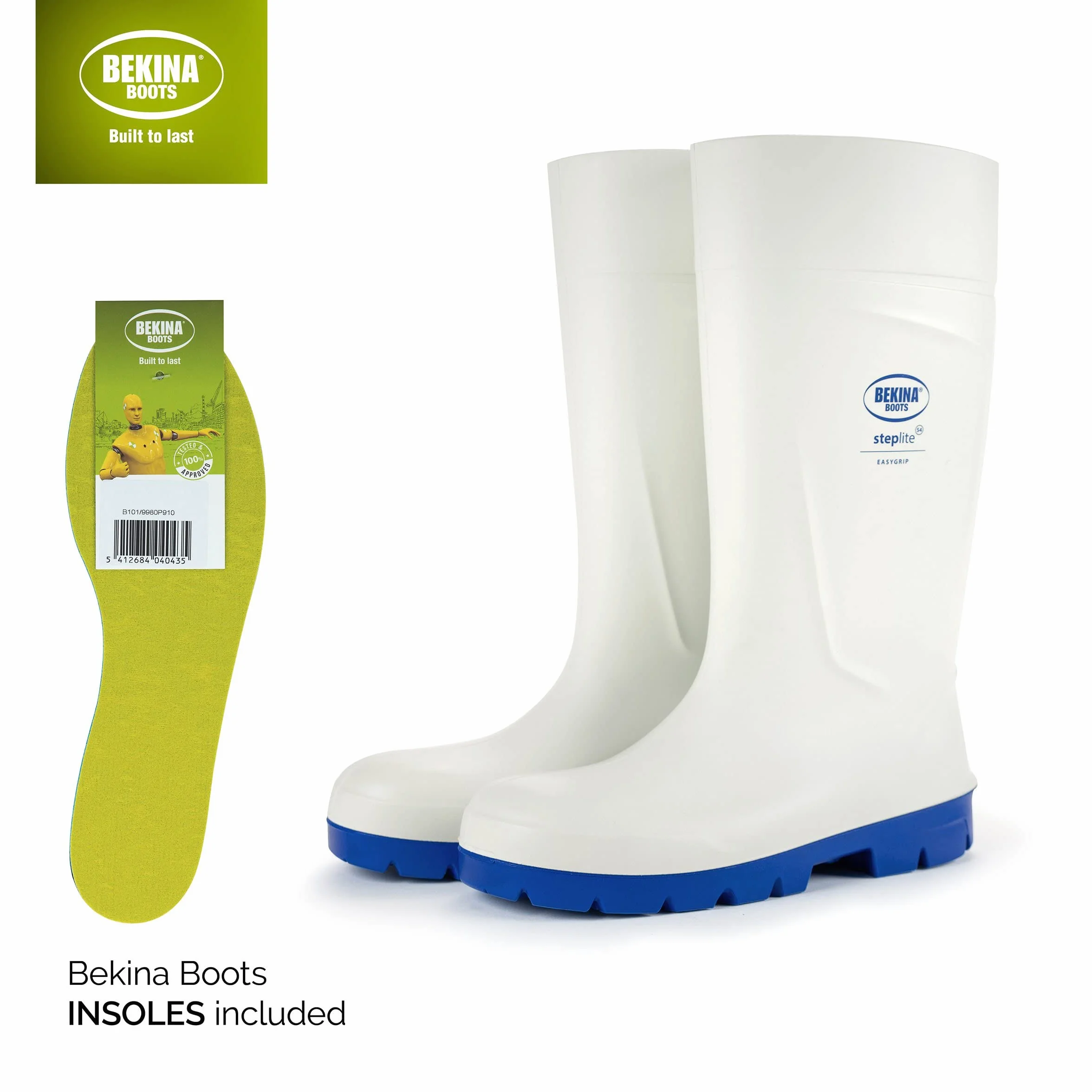 Botas de Seguridad con Puntera de Acero para la Industria alimentaria, fáciles de Limpiar y desinfectar, Incl. Suela incrustada para pies Secos, Gran Comodidad de Uso, Blanco, EU 37