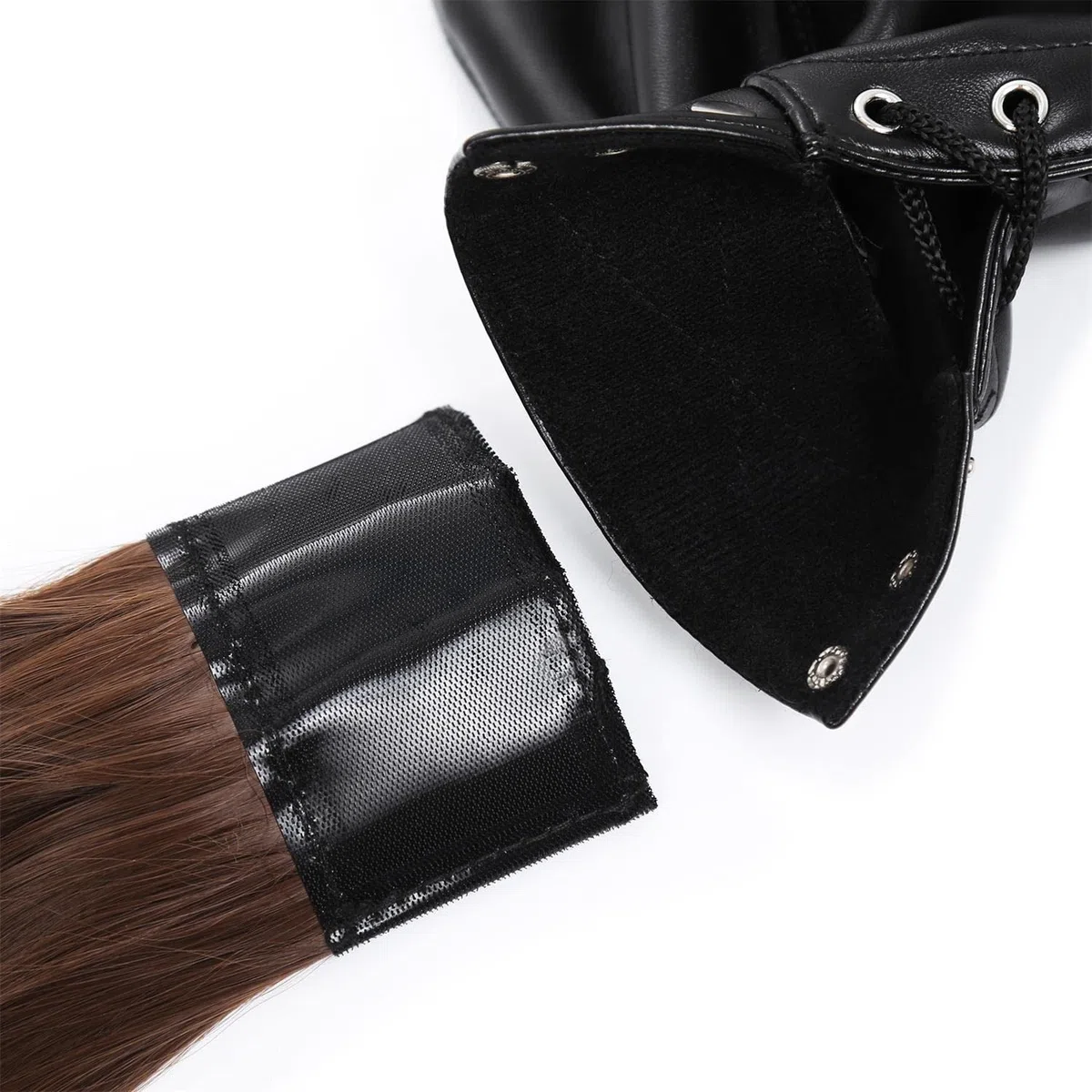 Cuero Cabeza Cubrir con Peluca Cola de Caballo Látex máscara de Cabeza Capucha de Goma para Cosplay Fiesta Ropa de Club