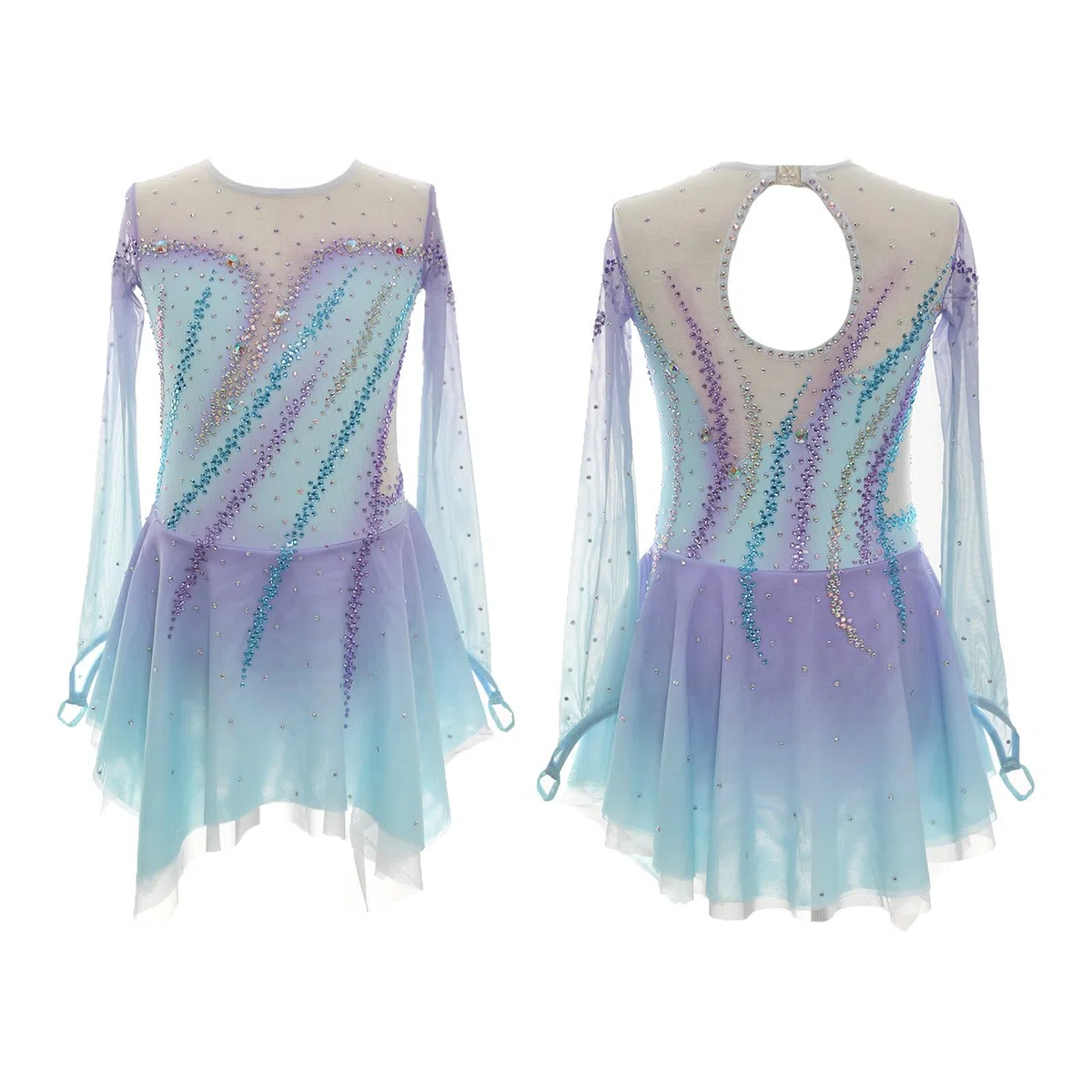 Vestido De Patinaje Artístico For Niñas, Personalización Profesional, Trajes De Danza Sobre Hielo For Competición, Manga Larga