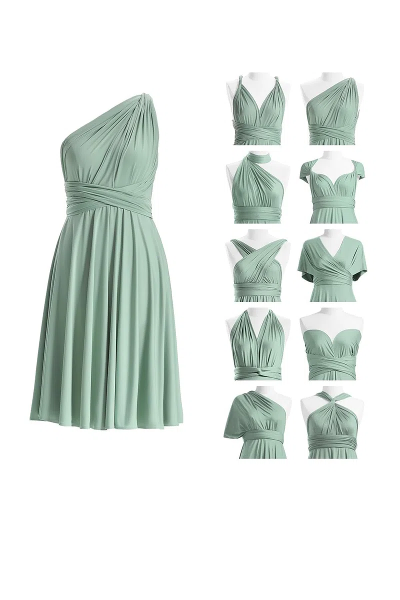 Vestido corto infinito para dama de honor, convertible, vestido midi multidirección