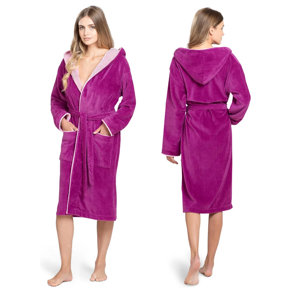 Twinzen Albornoz Mujer- 100% Algodón y Terciopelo Premium OEKO TEX - Albornoz Mujer Ducha Albornoz Ducha Ultra Suave