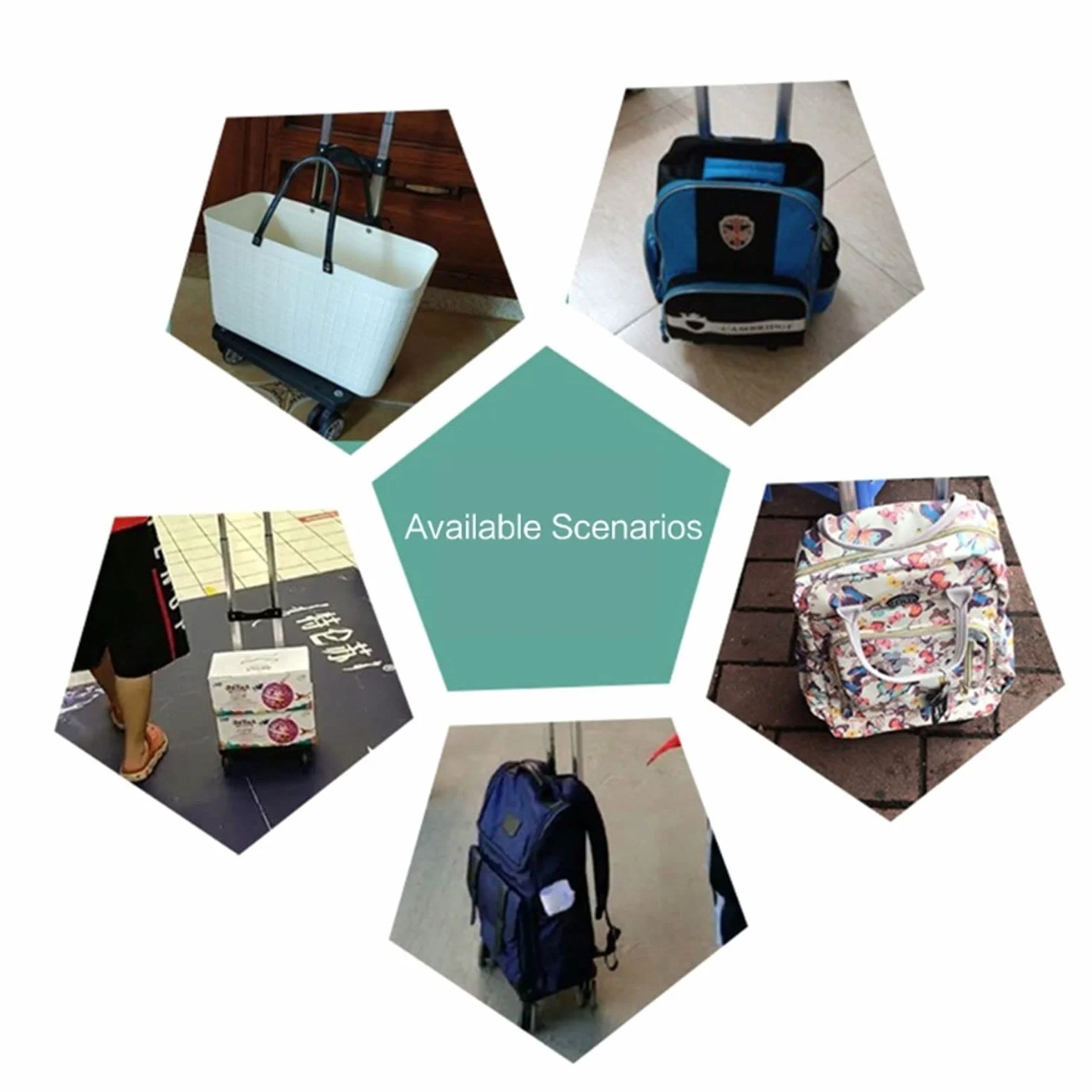Carro de mano plegable para equipaje de estudiantes, carrito plegable de aleación de aluminio duradero, carrito para mochila escolar de 6 bolsas