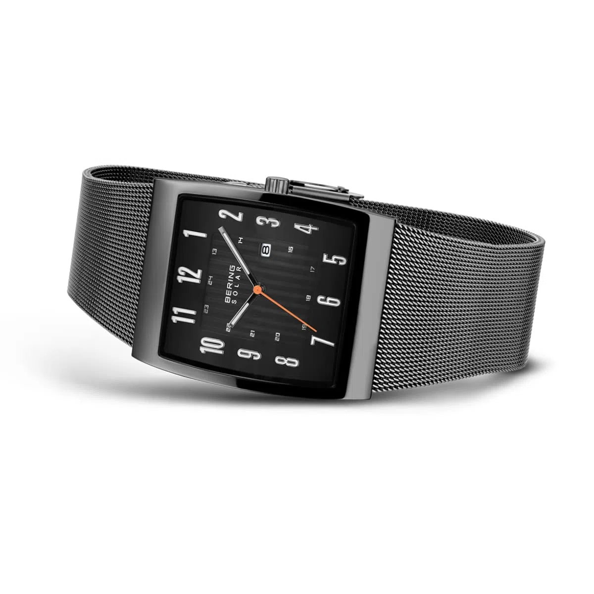 Bering 16433 Reloj Solar para Hombre con Caja de Acero Inoxidable de 33 mm y Esfera, Correa milanesa, Cristal de Zafiro y Resistencia al Agua de 3 ATM