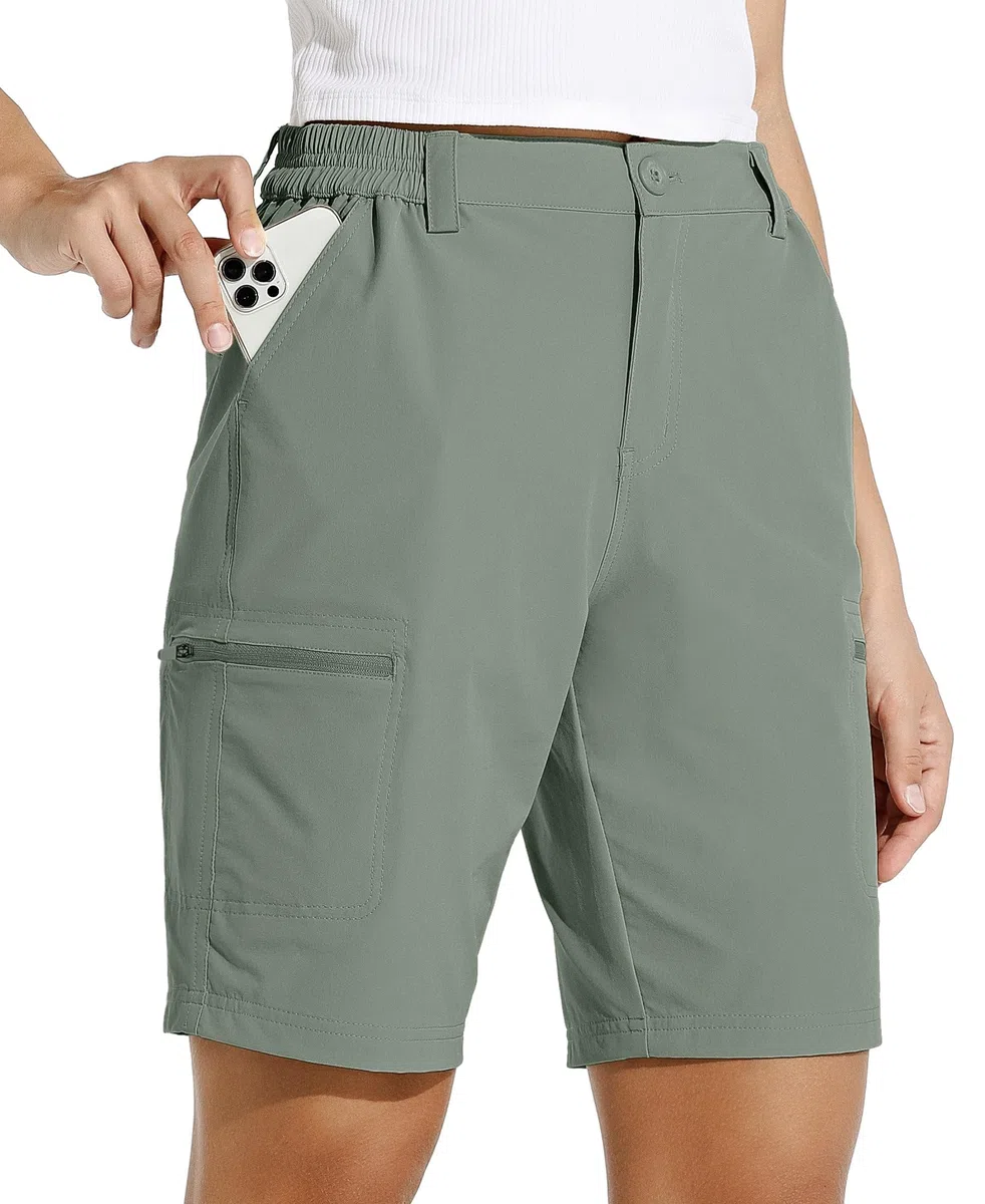 WILLIT Pantalones cortos de senderismo para mujer, pantalones cortos de verano, pantalones cargo de ciclismo, elásticos, pantalones de golf, de secado rápido, para senderismo, exteriores, ligeros, con