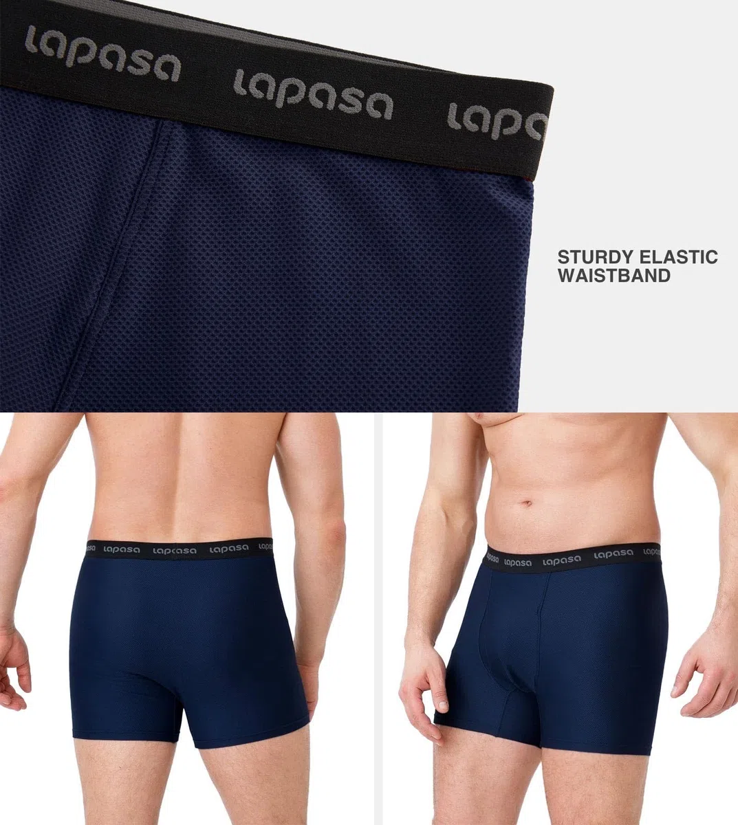 LAPASA Calzoncillos Bóxer Deportivo Hombre (Pack de 2) Secado Rápido y sin Olores Calzoncillo Ligero para Viajar Ropa Interior Senderismo Viaje Sport Transpirable M16