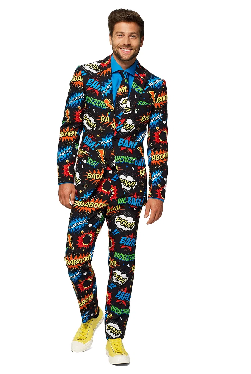 OppoSuits Crazy Prom Suits For Men – Badaboom – Comes with Jacket, Pants and Tie In Funny Designs Traje de Hombres