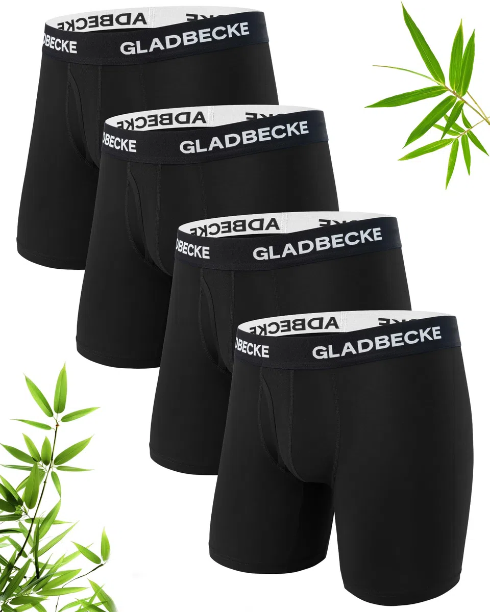 Calzoncillos Hombre Boxer de Bambú, Suaves y Elásticos, Ropa Interior Transpirable Anti-Rozaduras con Bragueta, Boxers Largos Hombre, Tallas M-XXL Pack de 4