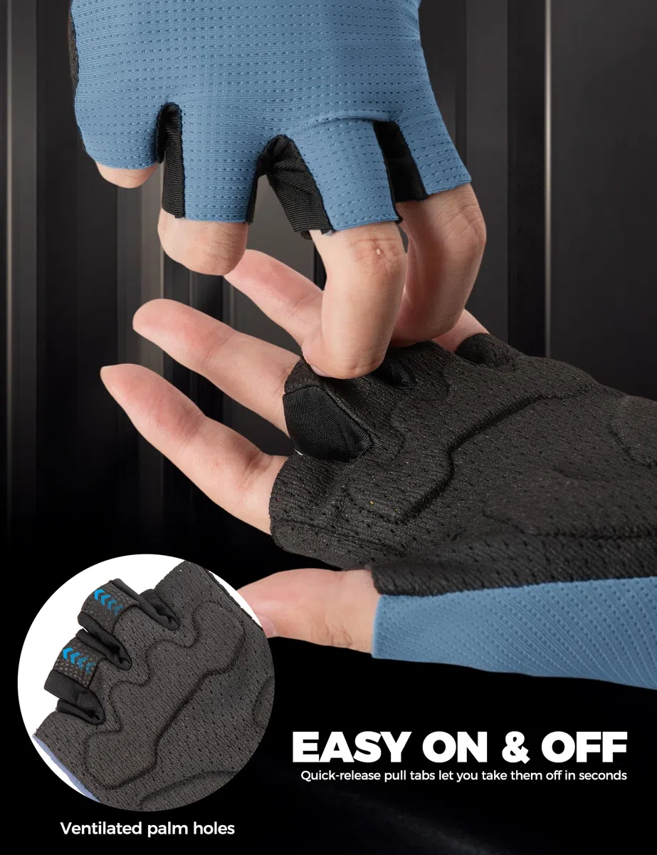 ROCKBROS Guantes Cortos de Ciclismo con Acolchado PORON XRD para Hombre y Mujer, Transpirable, Antideslizante para MTB, Bicicleta de Carretera, Deportes al Aire Libre