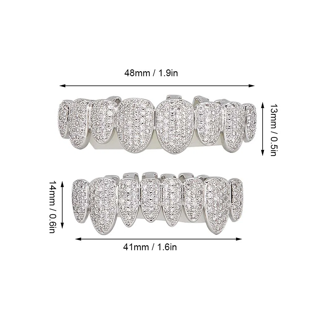 Grillz dental, Grillz Diente, Grillz Dientes Hip Hop Teeth Grill Set Microset Diamond Braces respetuoso con el medio ambiente Latón Galvanik Grill Prá