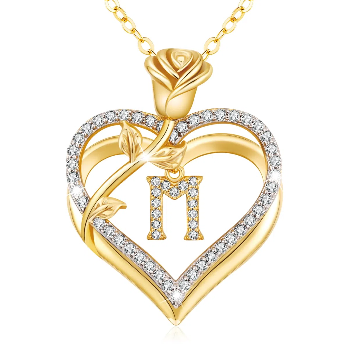 Collar Mujer A-Z Inicial de Nombre Colgante Corazon, Collar Plata de Ley 925/Latón Regalo Cumpleaños Mujer Mamá Novia para Aniversario día de San Valentín Regalos Día de la Madre