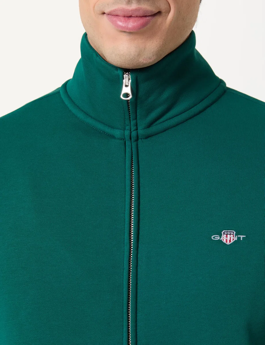 GANT Hombre Sudadera con Cremallera Y Escudo Normal, Grey