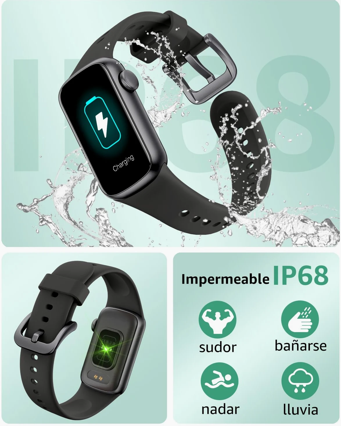 Reloj Inteligente Hombre Mujer, 1.47" Smartwatch con Notificaciones, Monitor de Sueño, 137+ Modos Deportivos, IP68 Impermeable, Pulsera Actividad para Android iOS