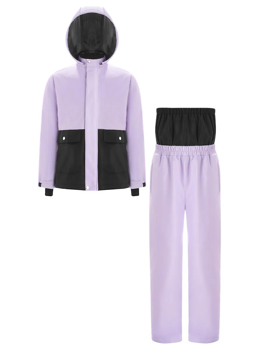 Traje De Nieve Niña Niño Chaqueta con Capucha + Pantalón De Esquí Impermeable Traje De 2 Piezas para Correr Traje De Esquiar Cálido