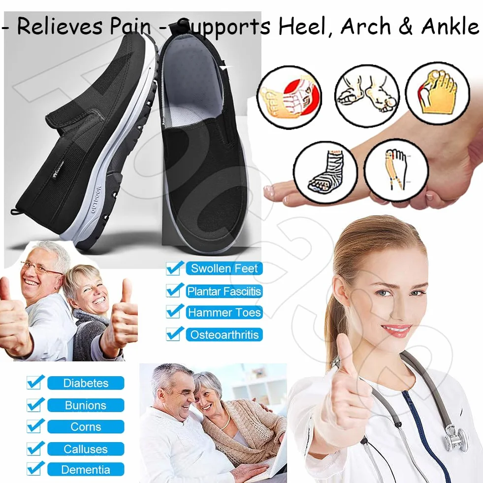 Zapatillas Hombre Zapatos para Caminar Suaves y Flexibles Zapatos Ajustables con Cierre de Zapatos ortopédicos para Hombre