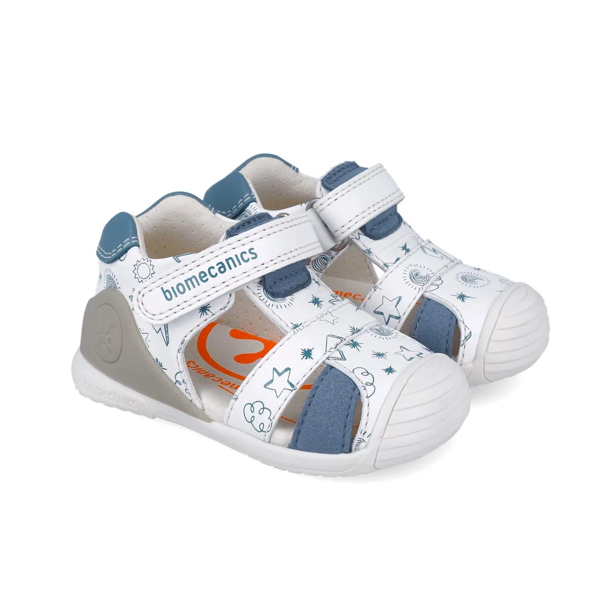 Biomecanics Sandalias para niño 252116-B834 | Color Nieve e Índigo | Cierre Ajustable | Suela Flexible