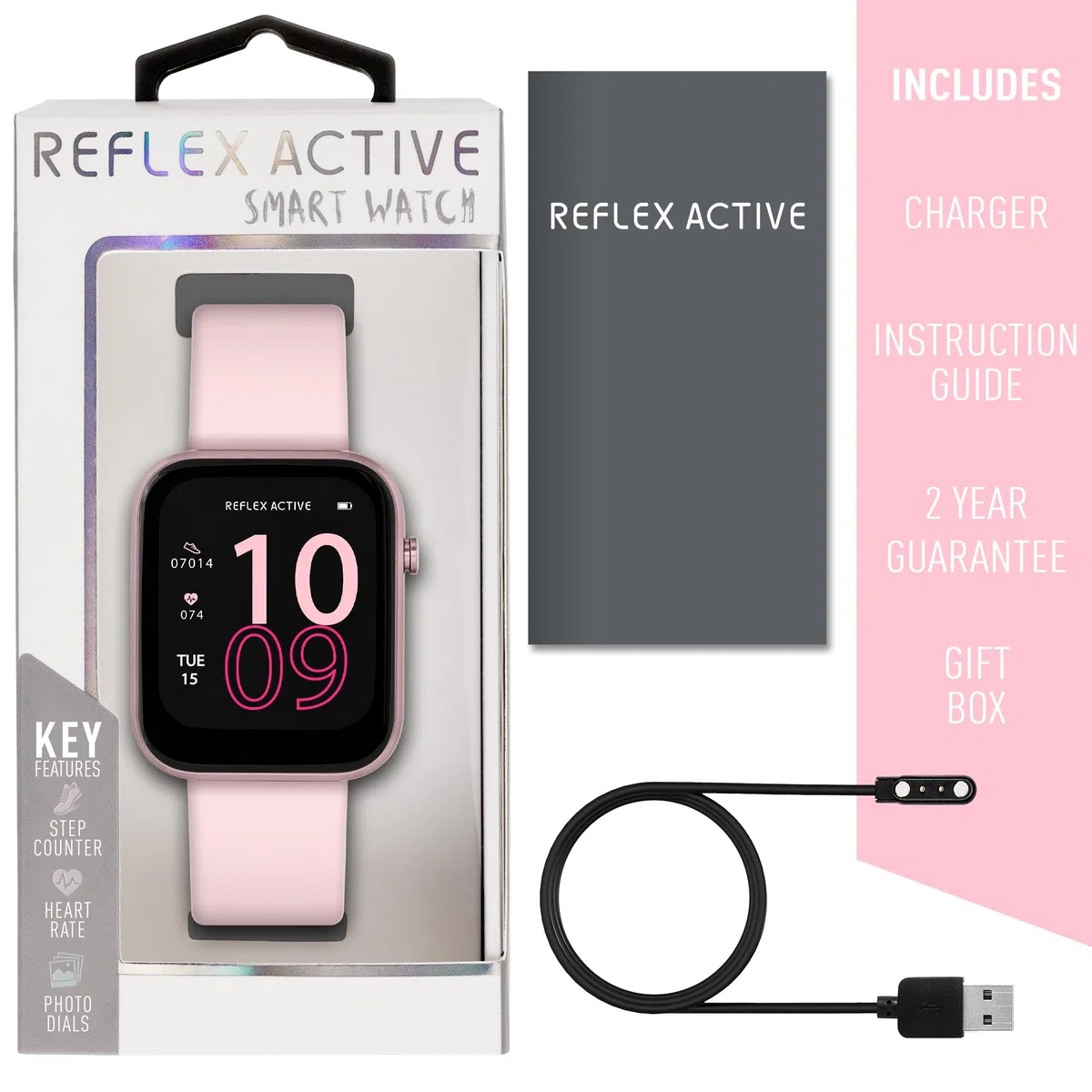 Reflex Active Reloj Inteligente de Seguimiento de Fitness con Correa Rosa pálido para Mujer, Serie 12, Rosa pálido, Moderno