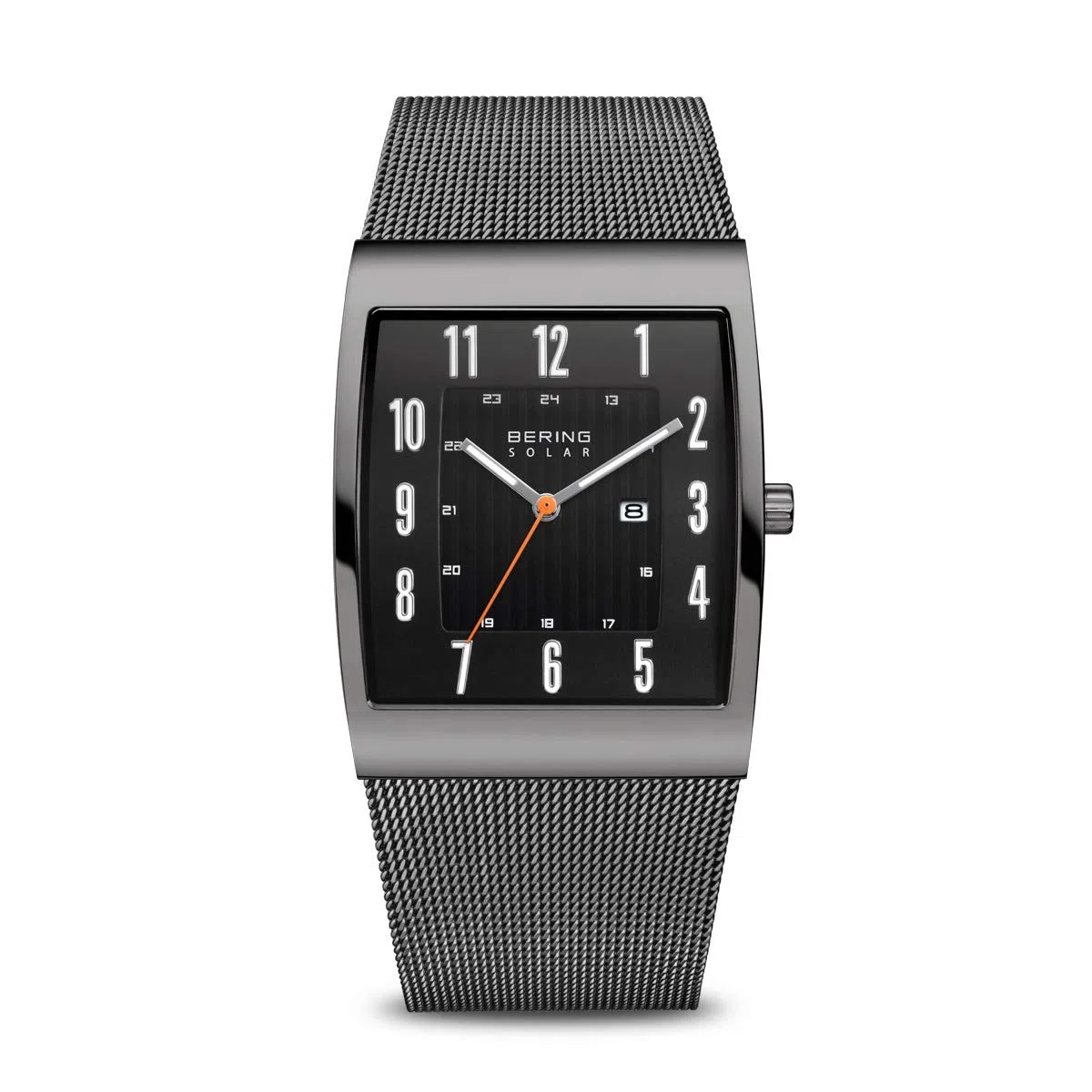 Bering 16433 Reloj Solar para Hombre con Caja de Acero Inoxidable de 33 mm y Esfera, Correa milanesa, Cristal de Zafiro y Resistencia al Agua de 3 ATM
