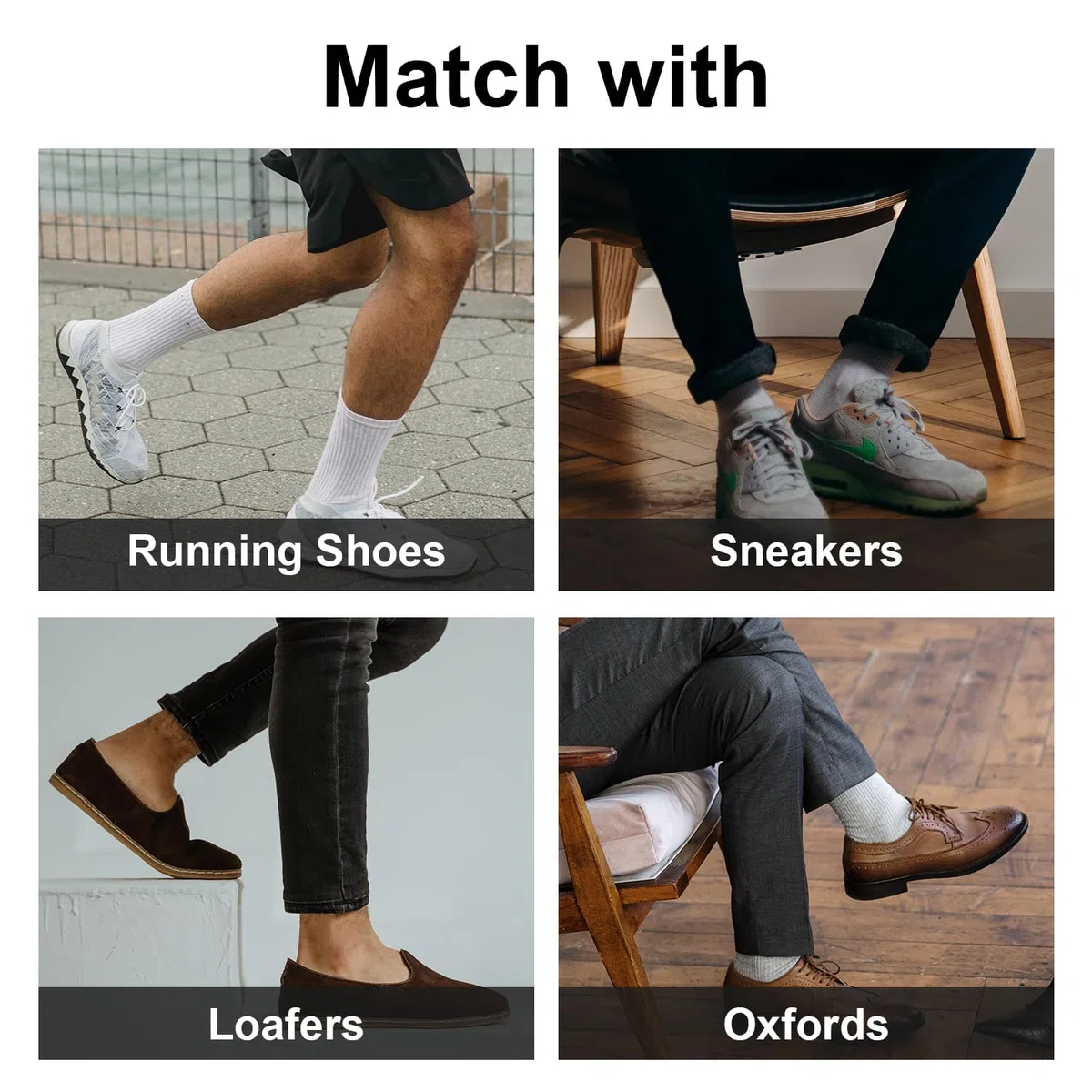 ELUTONG Calcetines invisibles para hombre, calcetines de entrenamiento con rayas antideslizantes de corte bajo, 8 pares, talla 5.5-11