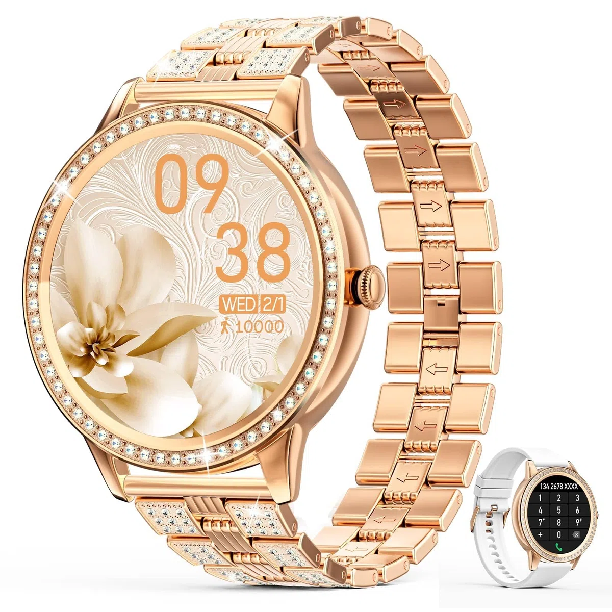 Nemheng Smartwatch Mujer con Llamada y Whatsapp，Elegante Reloj Inteligente con Oxímetro(SpO2) Pulsómetro Seguimiento Menstrual Monitor de Sueño Pulsera Actividad Mujer para Android iOS