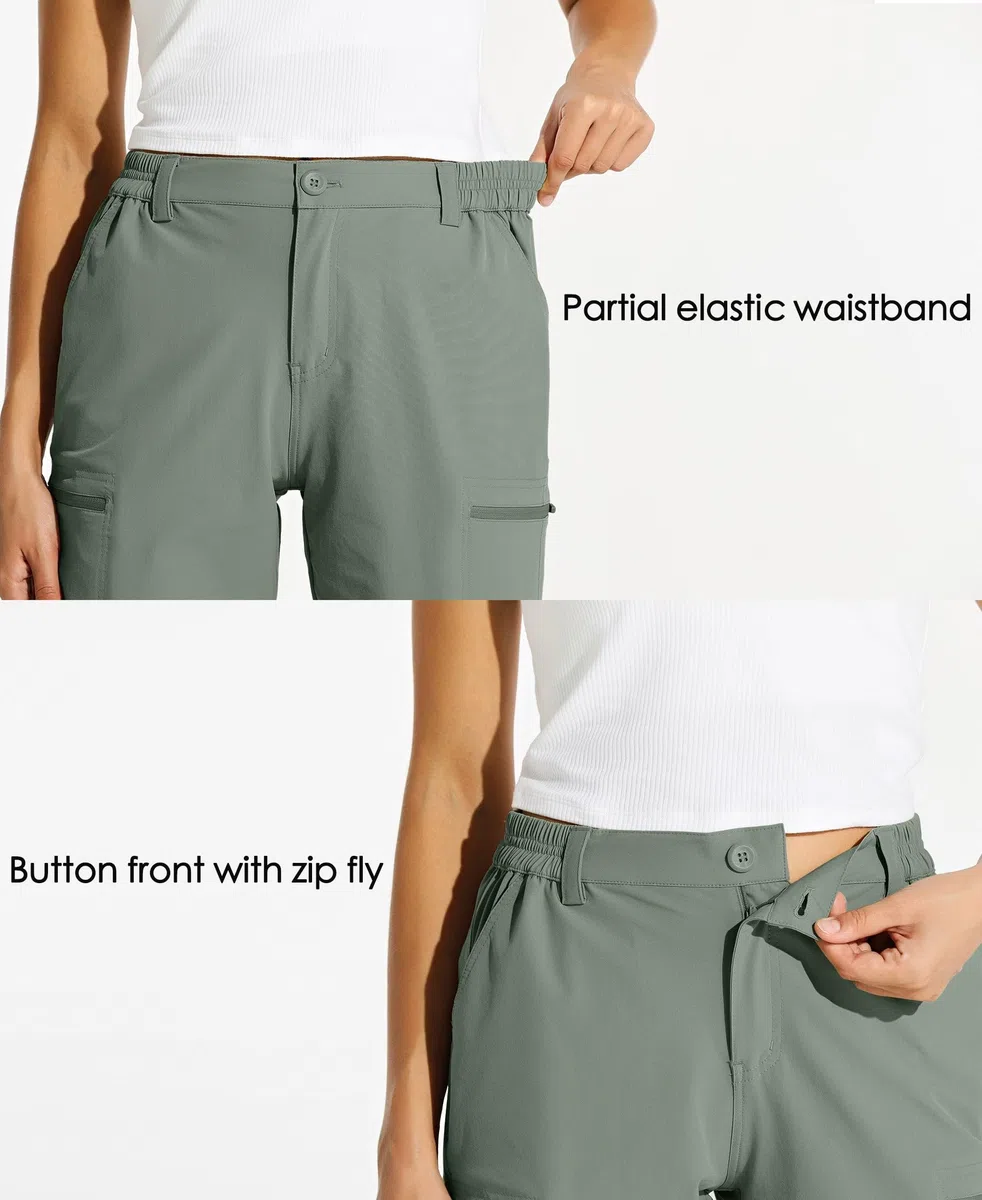 WILLIT Pantalones cortos de senderismo para mujer, pantalones cortos de verano, pantalones cargo de ciclismo, elásticos, pantalones de golf, de secado rápido, para senderismo, exteriores, ligeros, con