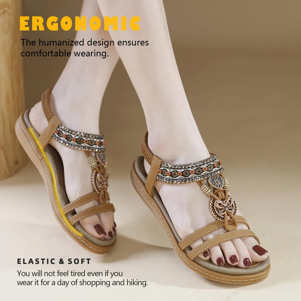 Sandalias Mujer Verano Plana Comodas Bohemio Casual Sandalia
