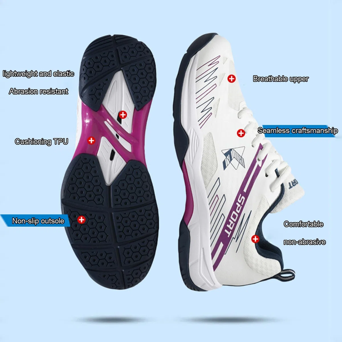 Zapatos de Bádminton para Hombre y Mujer, Zapatillas Transpirables de Pickleball, Squash, Voleibol