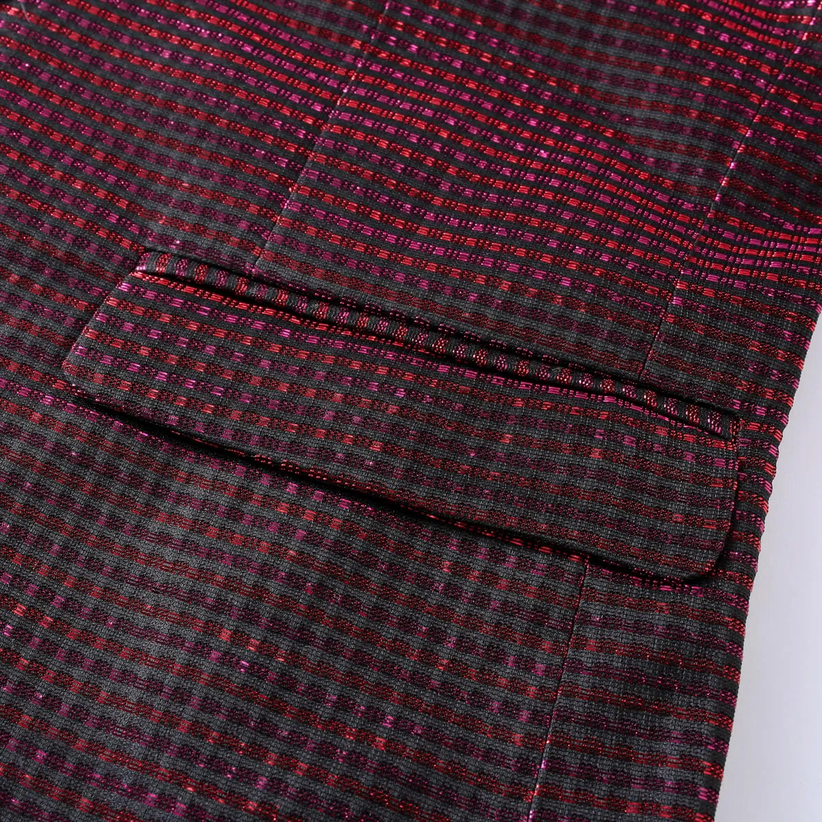 YFFUSHI Blazer Hombre Smoking Elegante Brillante con Cuello de Pico Esmoquin Slim Fit para Cenas Bodas y Galas