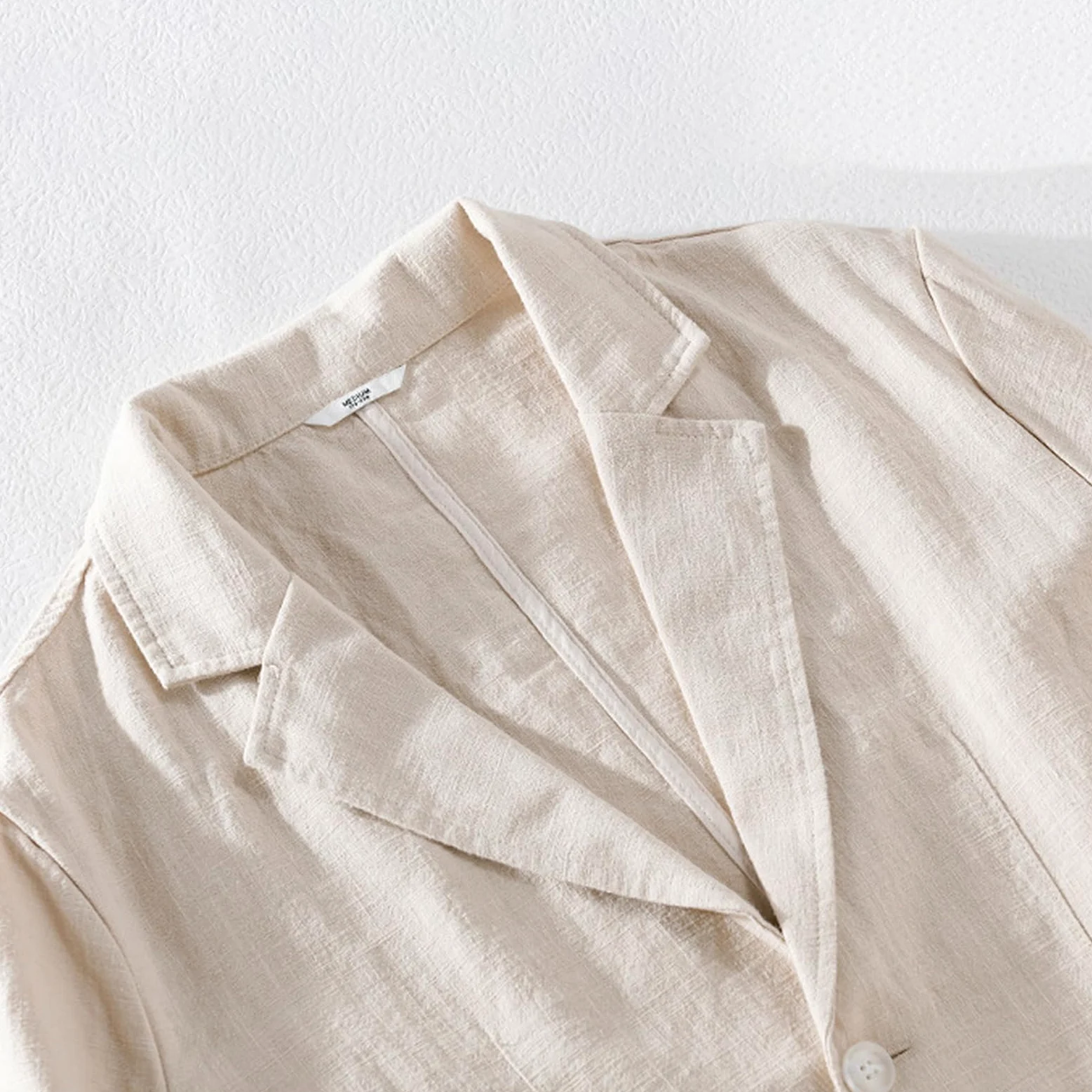 GIBZ Blazers de Lino para Primavera y Verano para Hombre Chaqueta de Traje Sencilla y Versátil con Solapa con Muescas Blazer Abrigo Deportivo de 2 Botones con Bolsillo