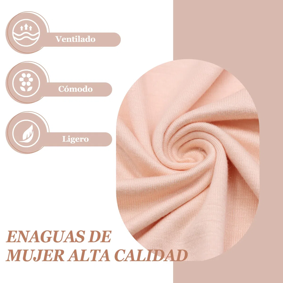 Falda Anti Walking Media Enagua Nude Algodón Enaguas Minifalda Stretch Transpirable Falda Slip para Debajo del Vestido Antiestático Enaguas para Vestidos Cintura 65cm/25.5in M