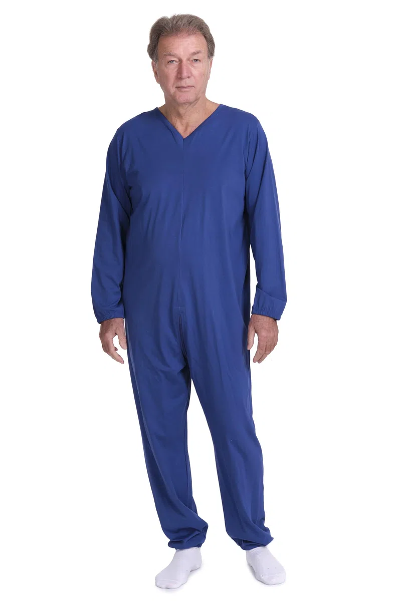 FERRUCCI COMFORT Pijama geriátrico antipañal para Personas Mayores 9078 ML PL - 100% Algodon - Mangas largas y Pantalones Largos