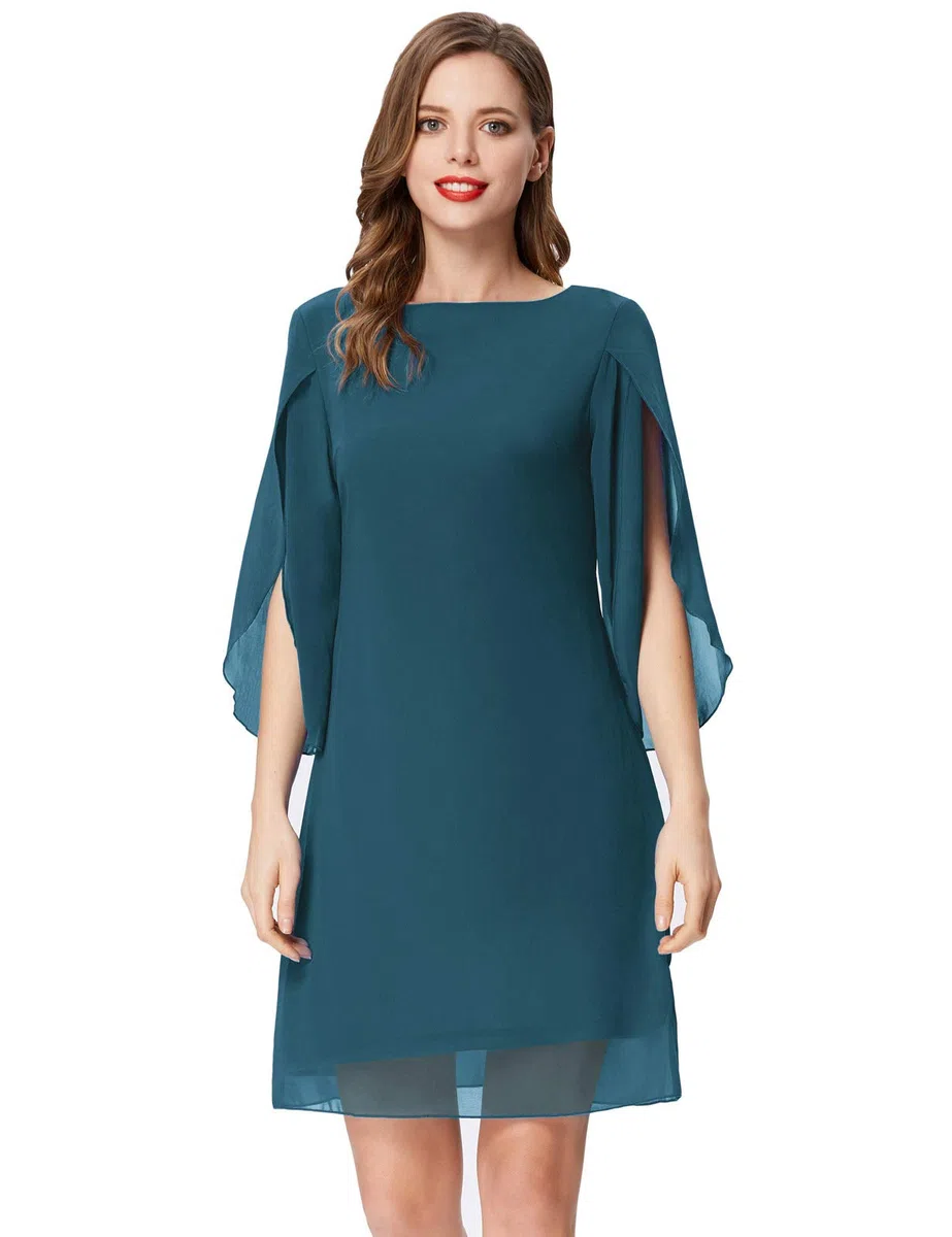 GRACE KARIN Vestido Elegante Mujer Vestido Gasa Manga Corta Casual Gasa Top Cuello Redondo