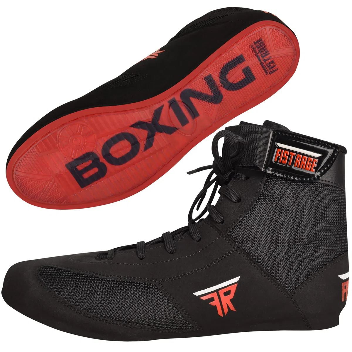 FISTRAGE - Zapatos de boxeo de piel, para deportes de lucha, entrenamiento maestro, de malla, unisex, para hombres y jóvenes, botas auténticas, peso ligero, color negro, zapatos de boxeo para adultos