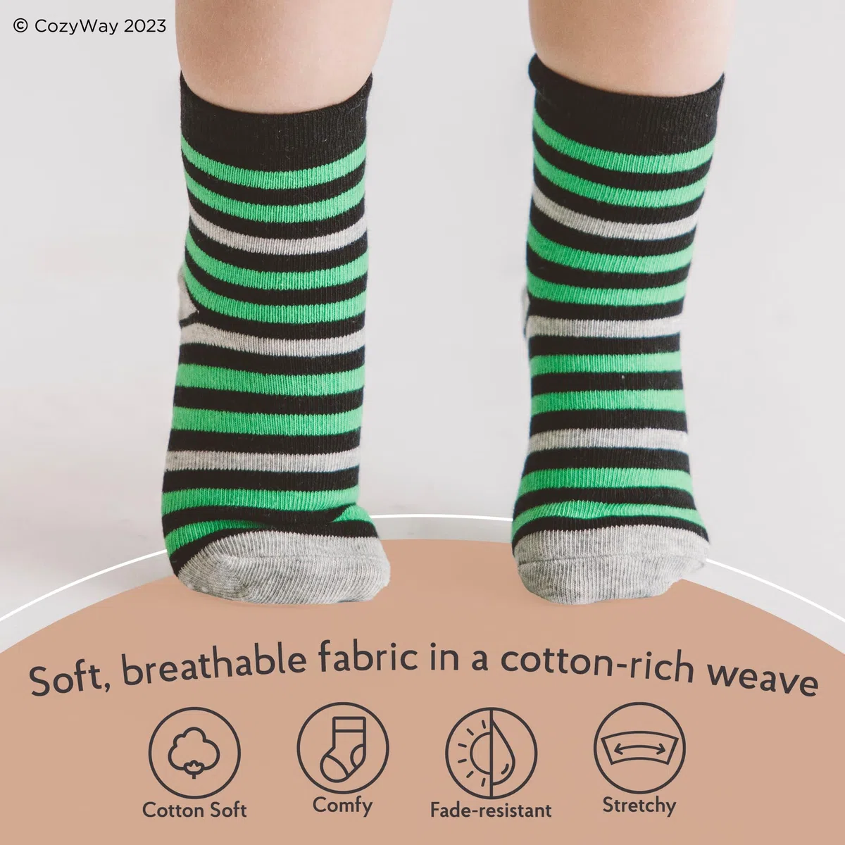 CozyWay Calcetines antideslizantes para niños, 12 pares, para niños, antideslizantes, de algodón, para niños y niñas