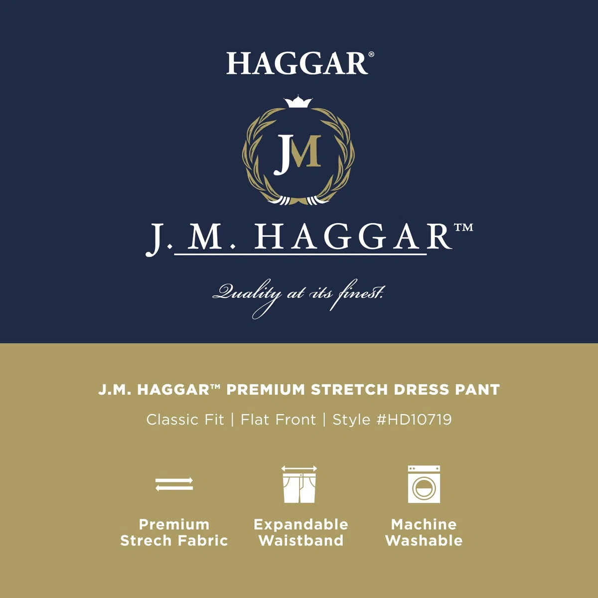 Haggar Classic Fit Flat Front Flex Waistband Stretch Dress Pant - Clásico Hombre