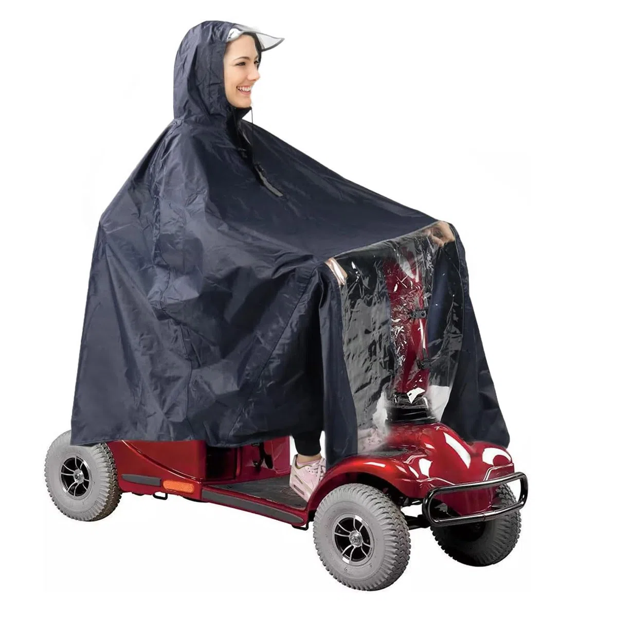 Poncho de Lluvia para Vehículos Eléctricos, Universal para Scooter de Movilidad y Silla de Ruedas Eléctrica, con Capucha y Panel Transparente
