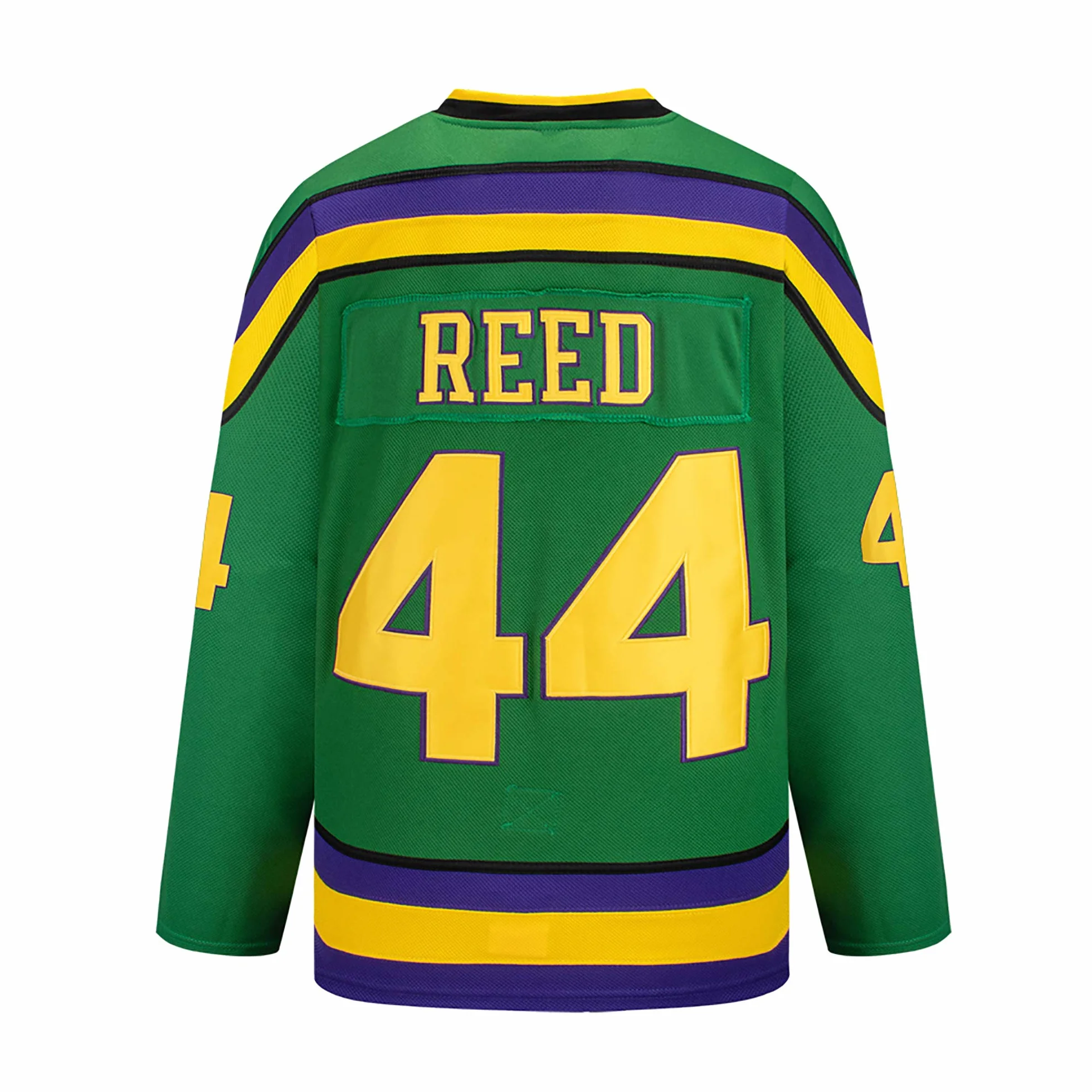 Caña # 44 Mighty Ducks Jersey de Hockey sobre Hielo Película Hockey Verde Cosido Alfanumérico